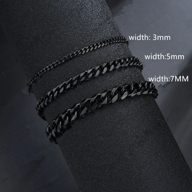 2022 New Trendy Cuban Chain Men Bracelet Classic Stainless Steel