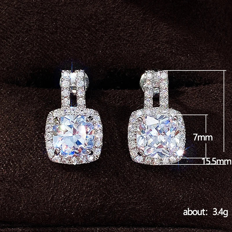 Silver Color CZ Stud Earrings