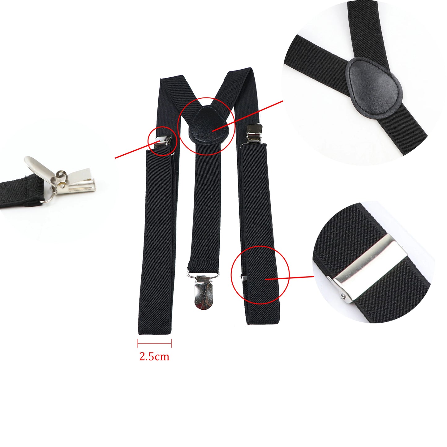 Solid Color Elastic Leather Suspenders Braces