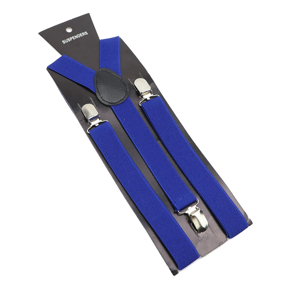 Solid Color Elastic Leather Suspenders Braces