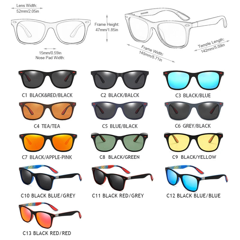 Square Plastic Polarized Sunglasses