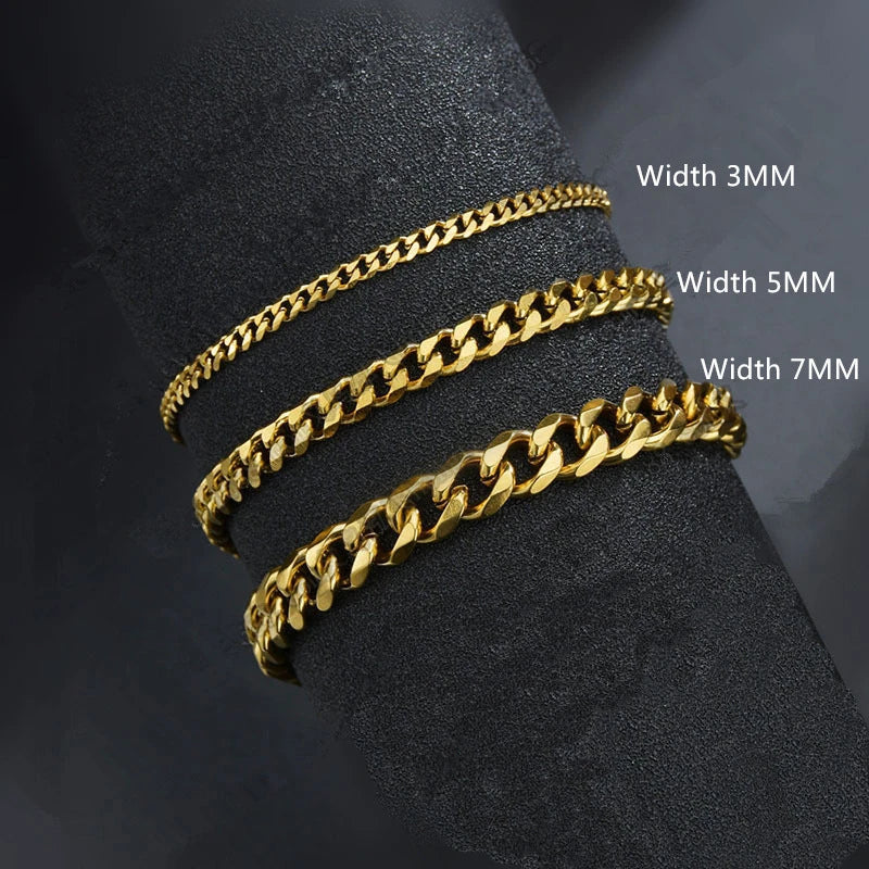 2022 New Trendy Cuban Chain Men Bracelet Classic Stainless Steel