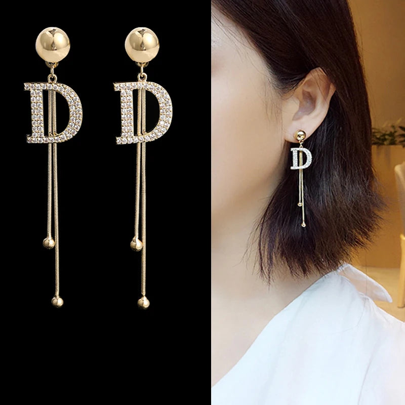 Vintage Glossy Arc Bar Long Thread Tassel Drop Earrings