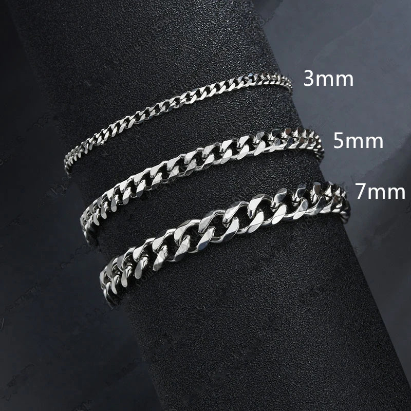 2022 New Trendy Cuban Chain Men Bracelet Classic Stainless Steel