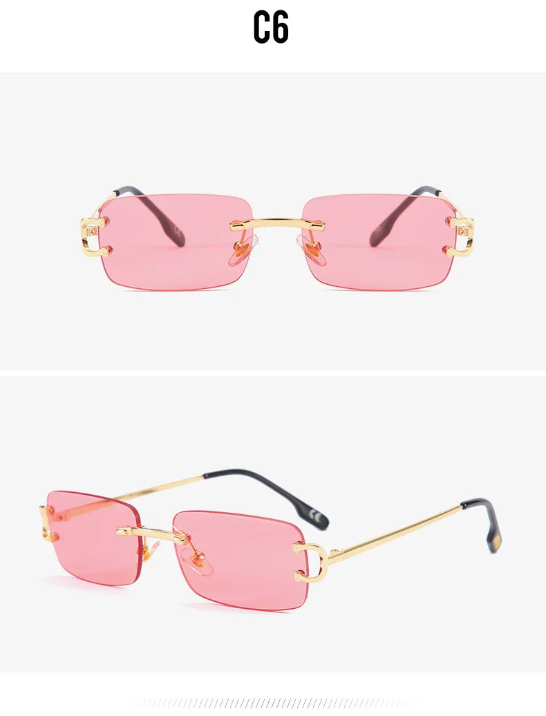 Gold Frame Rimless Sunglasses