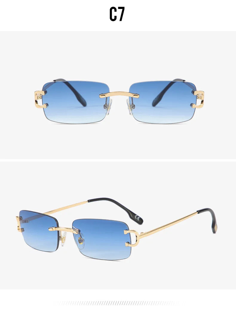 Gold Frame Rimless Sunglasses