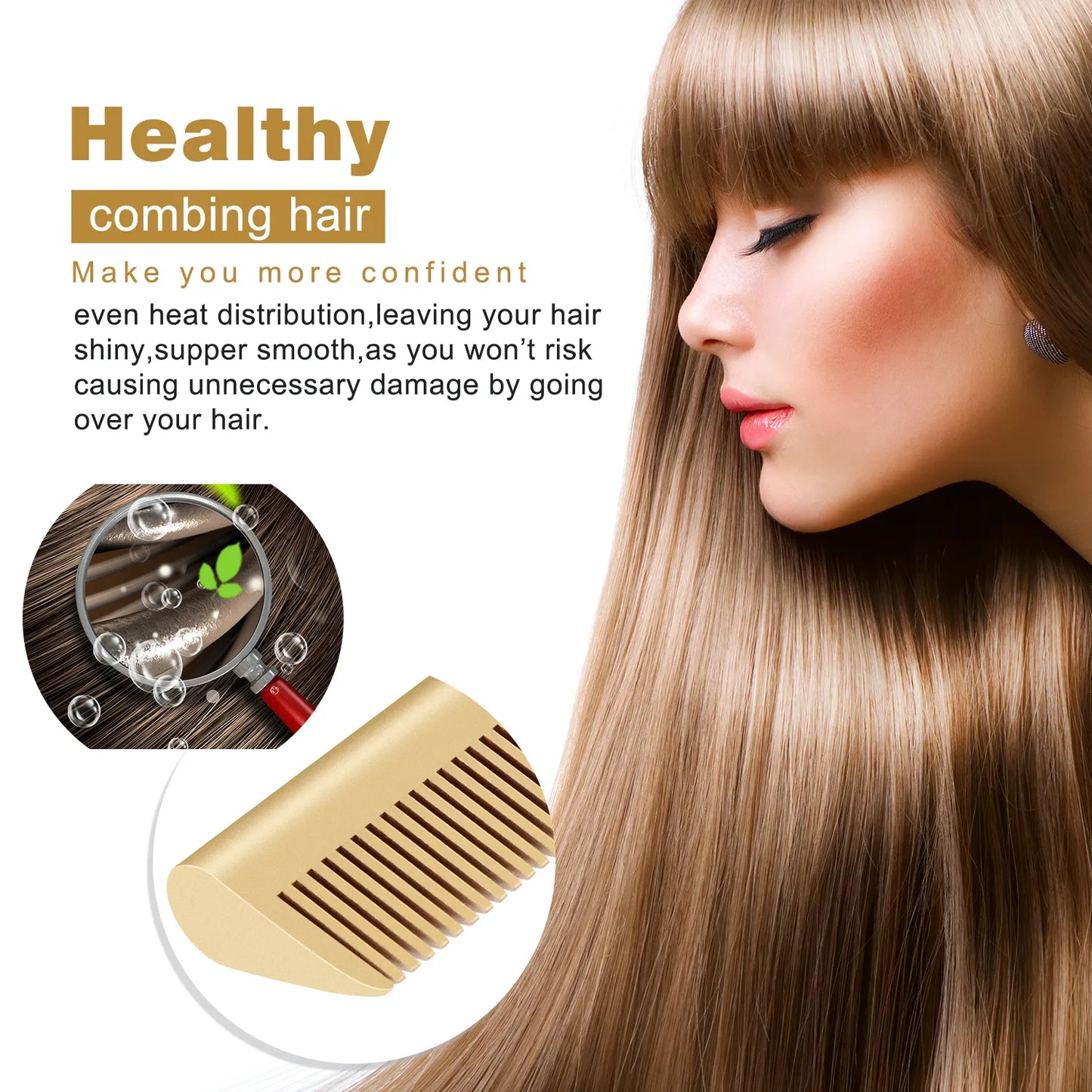 2 in 1  Electric Hot Heating Comb Hair Straightener Curler