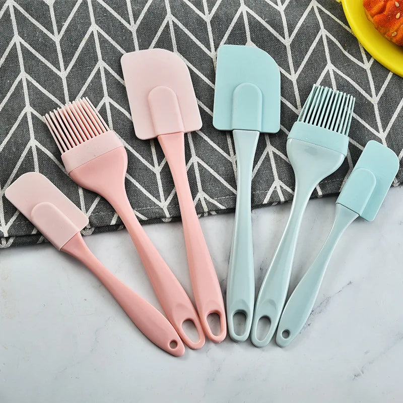 3Pcs Non-Stick Silicone  Spatula Mixer Oil Brush With PP Handle