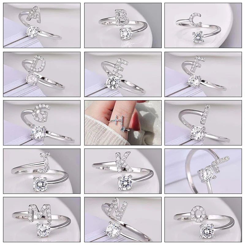 26 English Letter Open Finger Rings