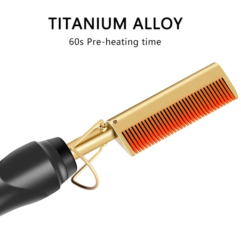 2 in 1  Electric Hot Heating Comb Hair Straightener Curler