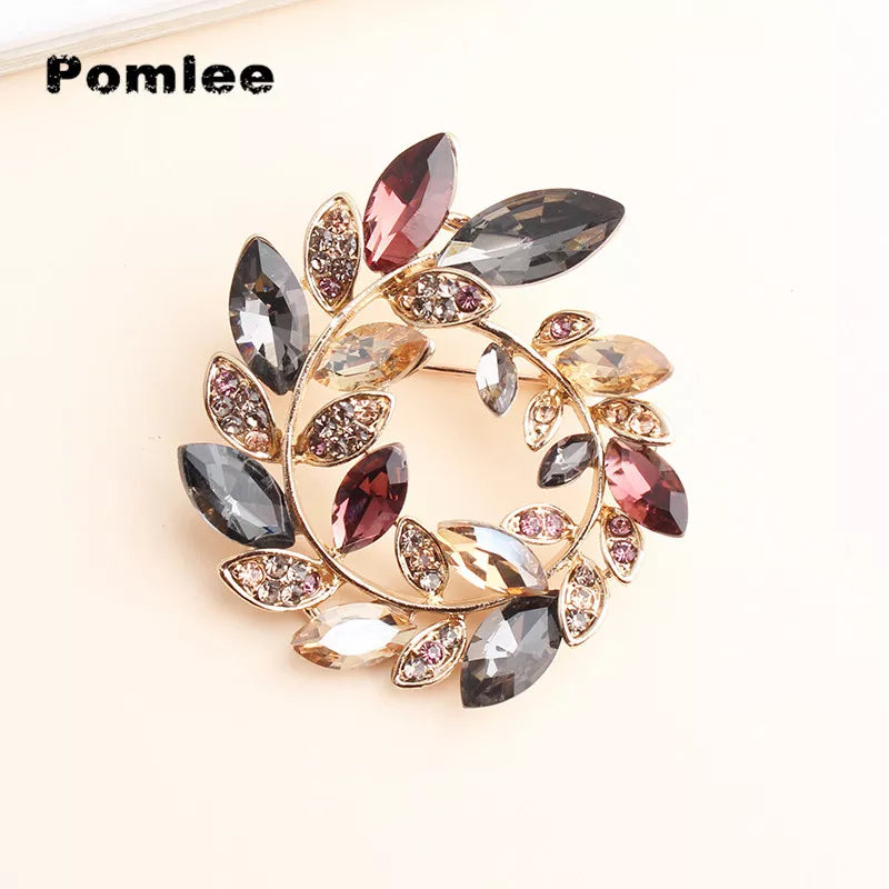 Rhinestone Crystal Olives Brooches