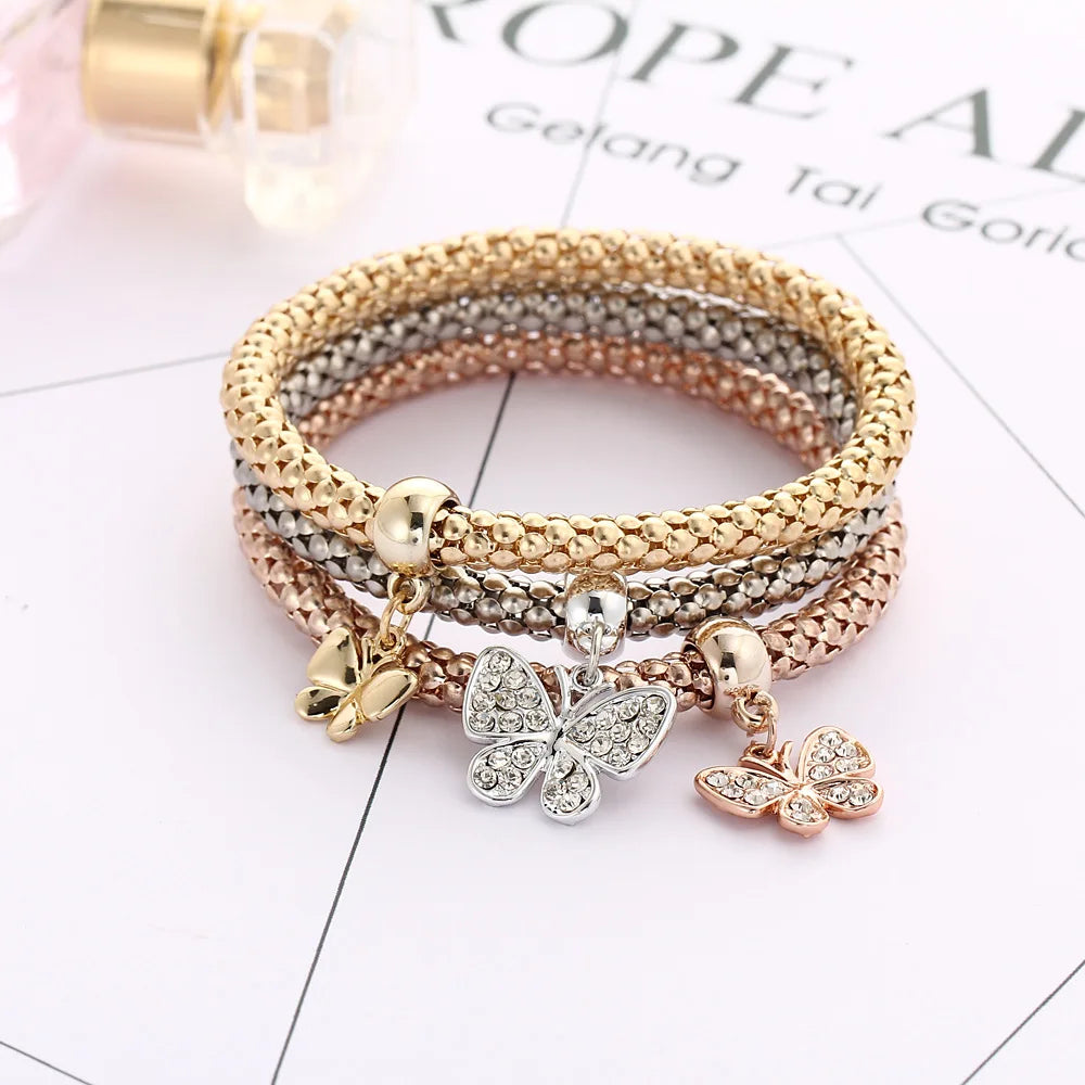 3Colors/Lot Tree Of Life Elastic Bracelet Set