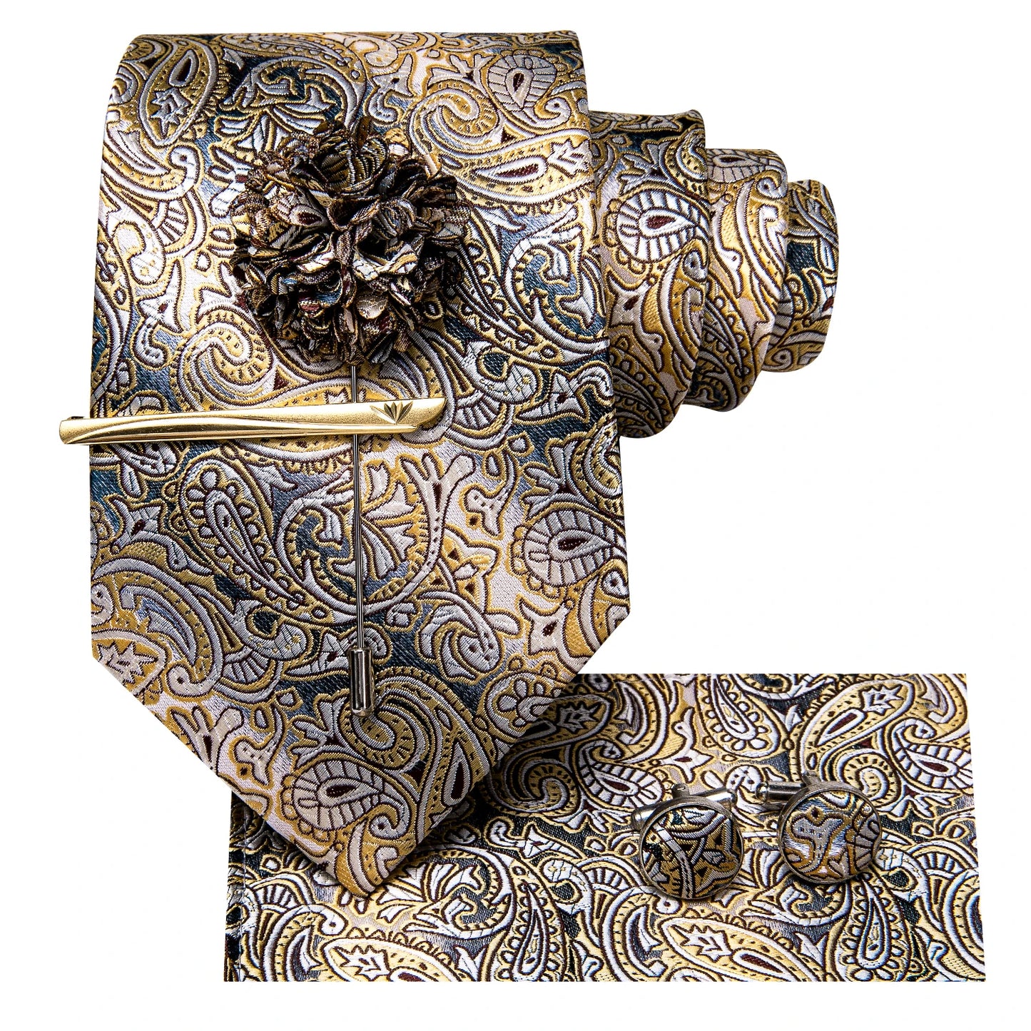 Hi-Tie Yellow Brown Paisley Tie