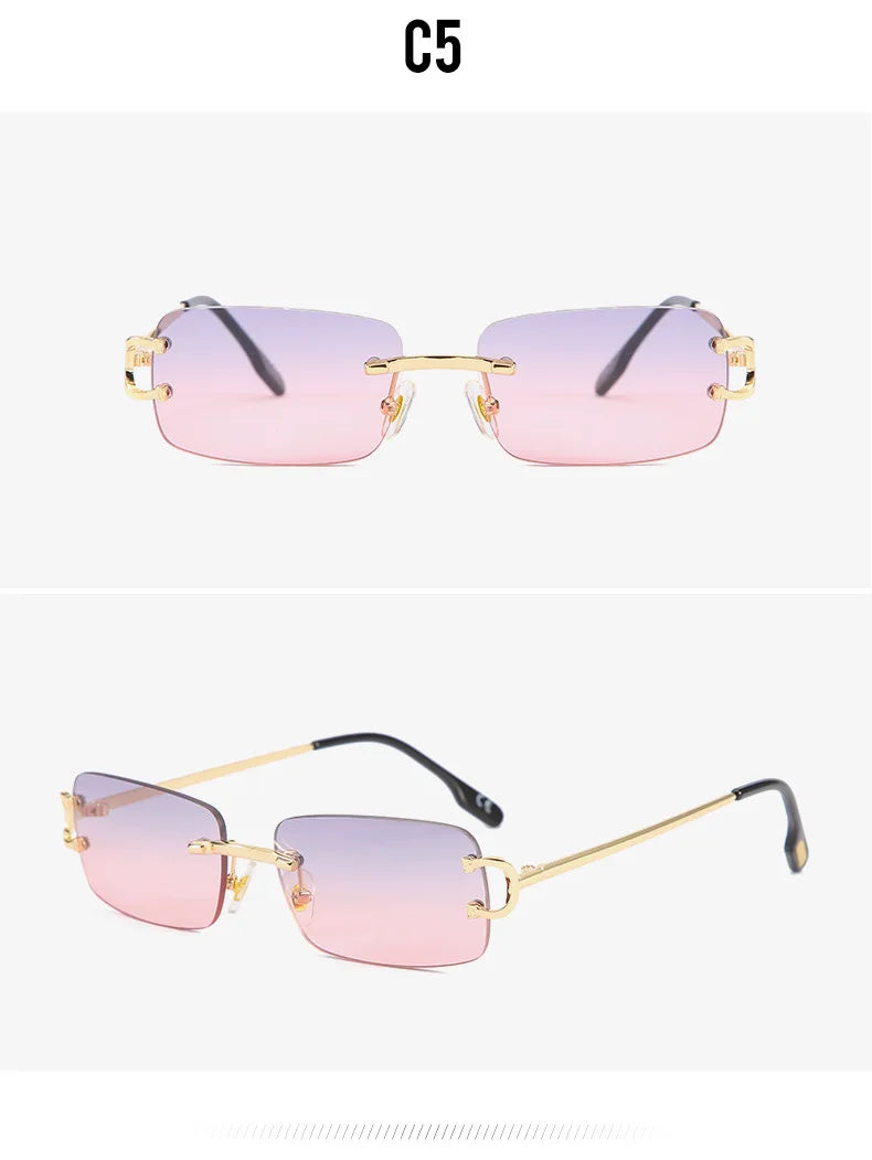 Gold Frame Rimless Sunglasses