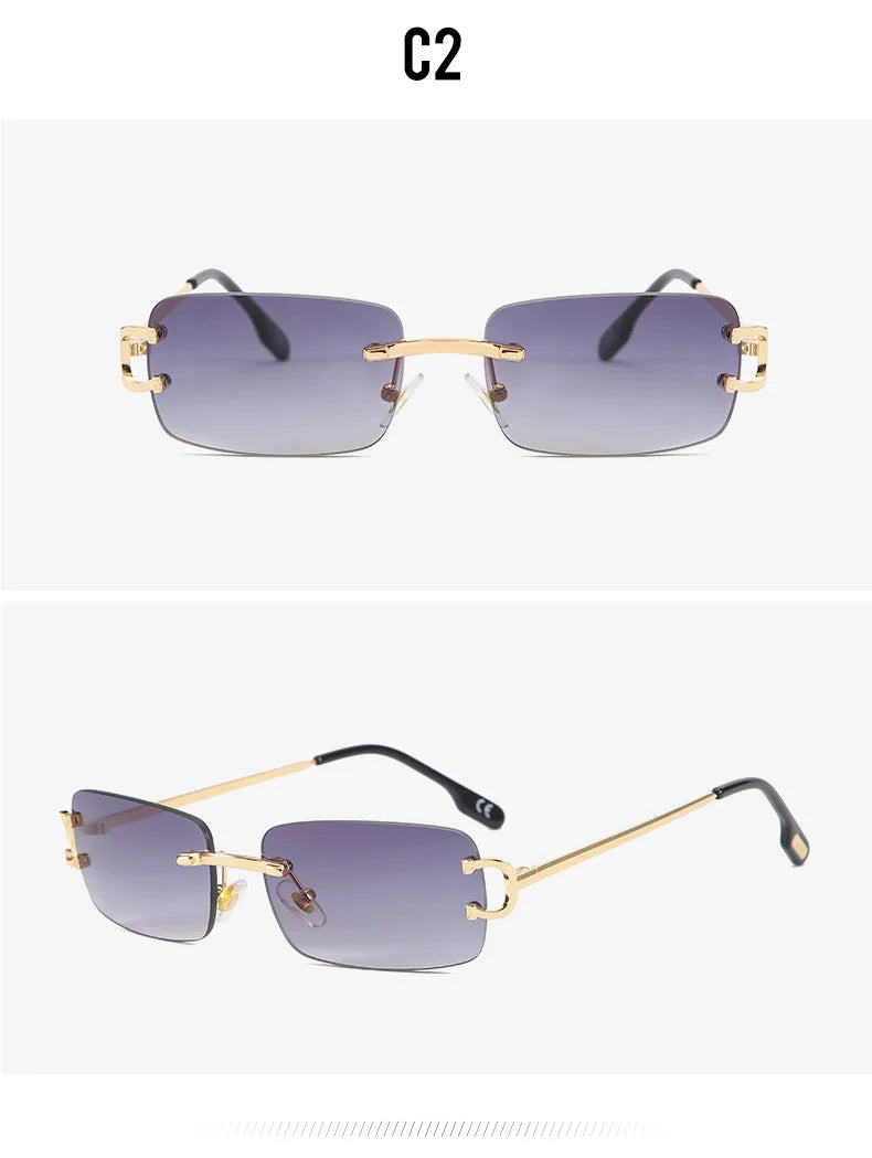 Gold Frame Rimless Sunglasses