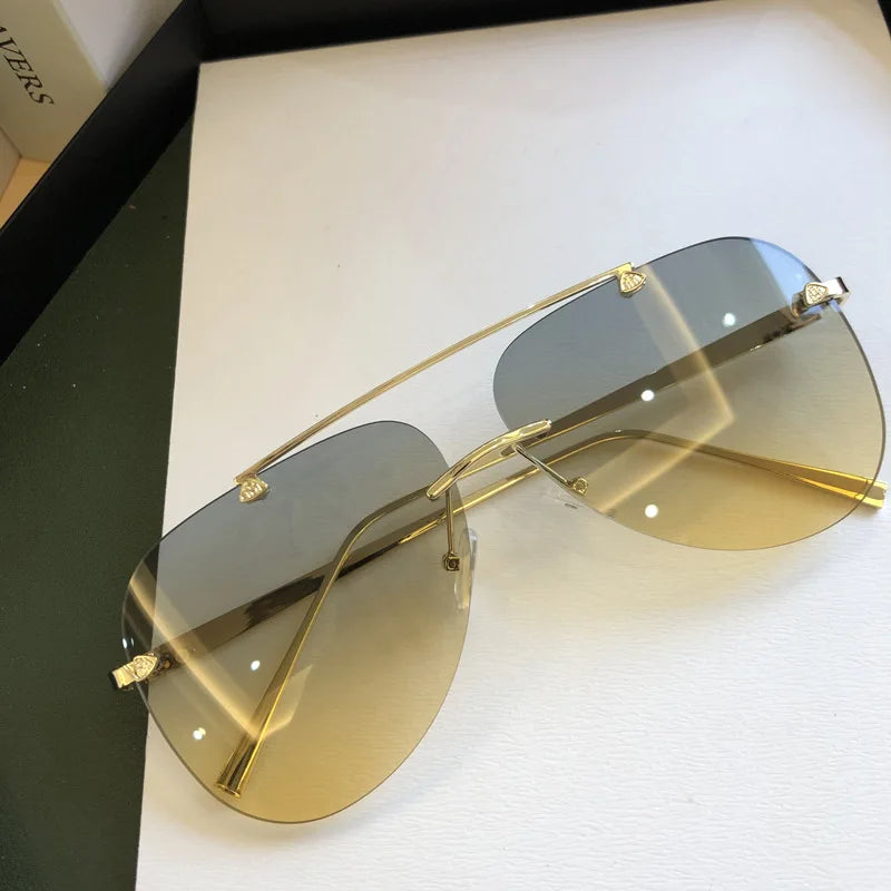 UV400   Rimless  Aviator Sunglasses For Men Women