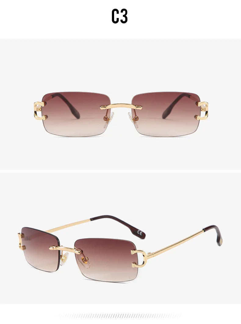 Gold Frame Rimless Sunglasses