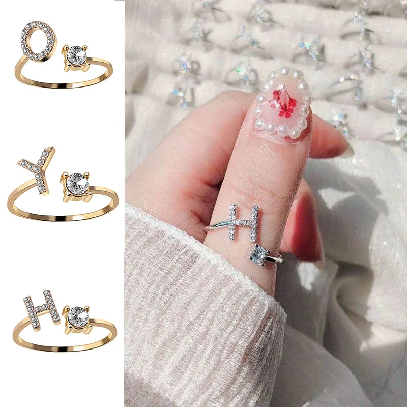 26 English Letter Open Finger Rings