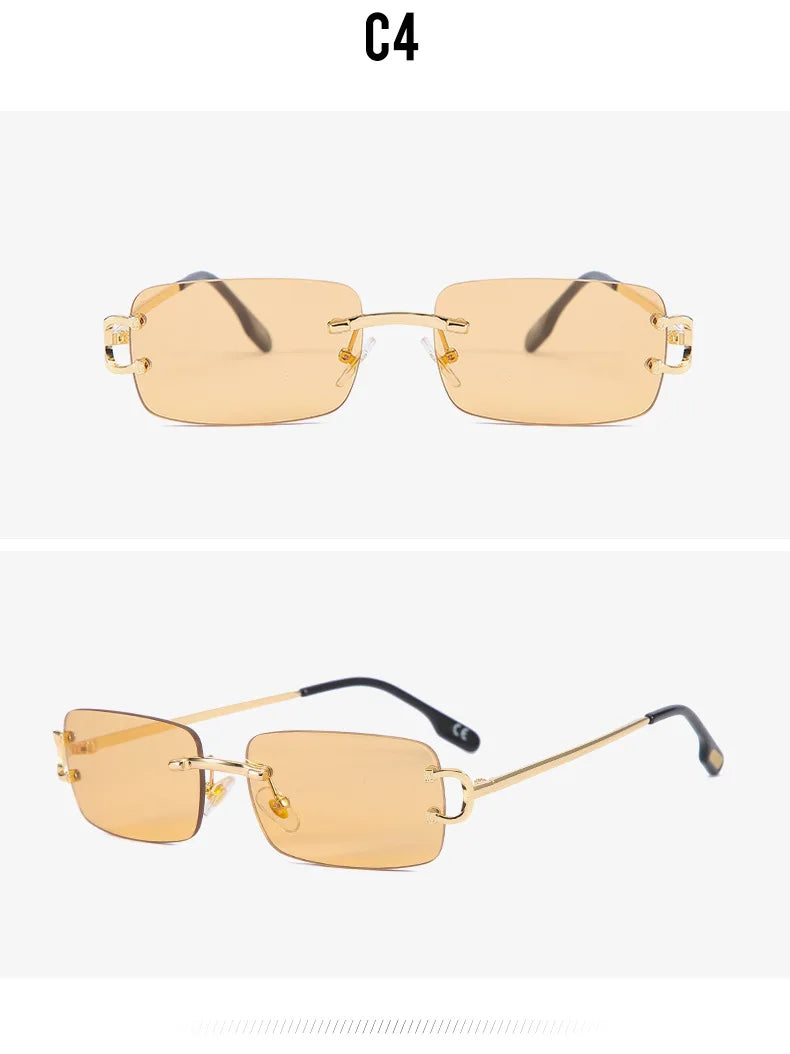 Gold Frame Rimless Sunglasses