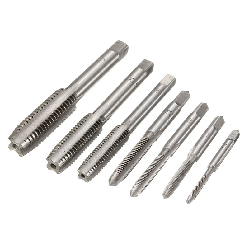 7Pcs M3-M12 HSS Metric Right Hand Machine Straight Fluted Screw Thread Tap Set