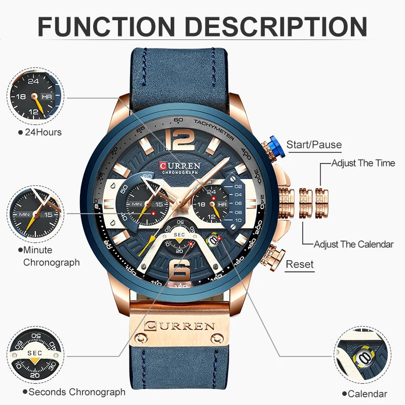 Luxury Brand Men Analog Leather Sports Watches