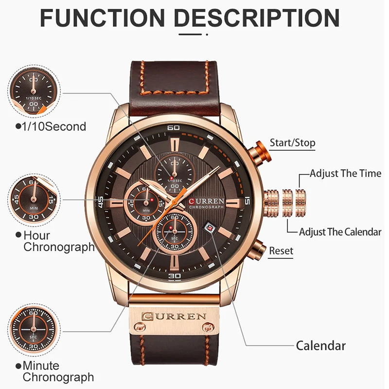 Men Leather Sports Watches