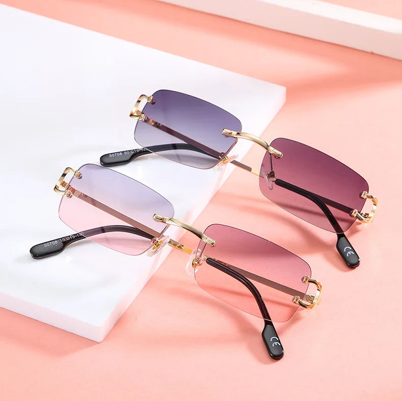 Gold Frame Rimless Sunglasses