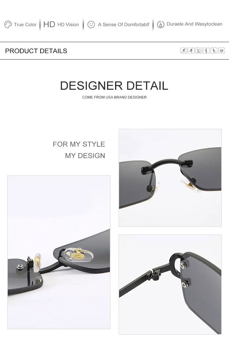 Gold Frame Rimless Sunglasses