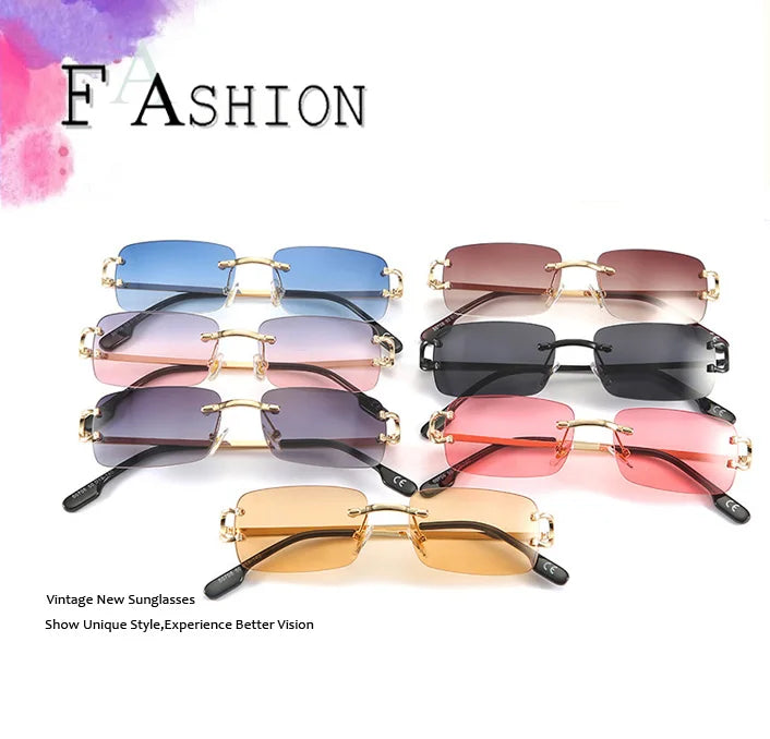 Gold Frame Rimless Sunglasses