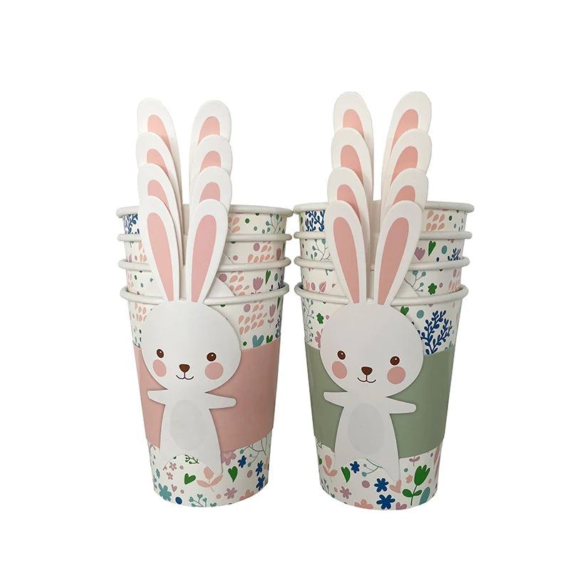 Happy Easter Disposable Tableware Cartoon Rabbit Bunny Shaped Plate