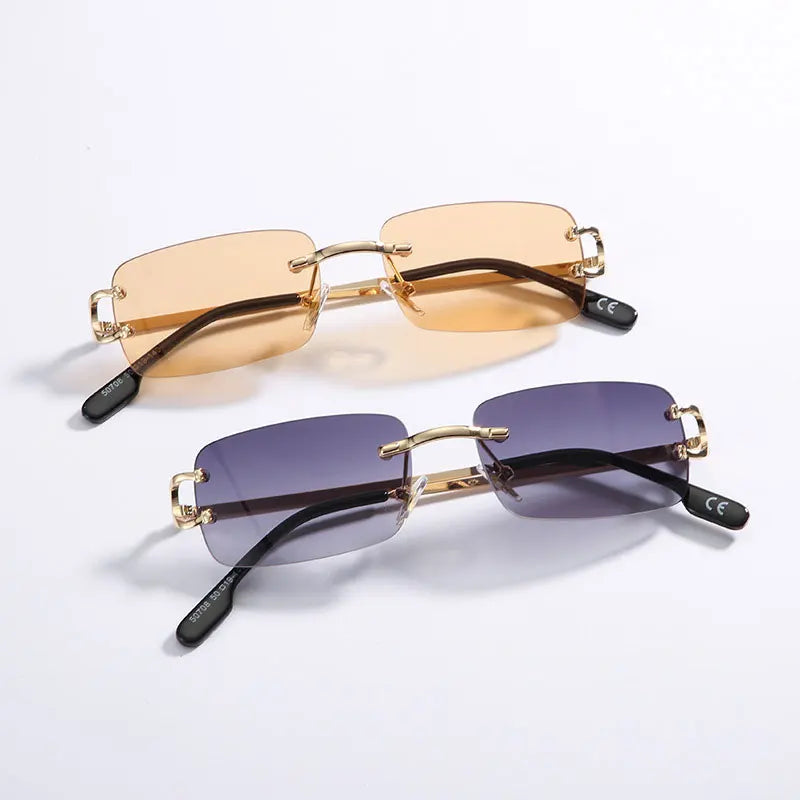 Gold Frame Rimless Sunglasses