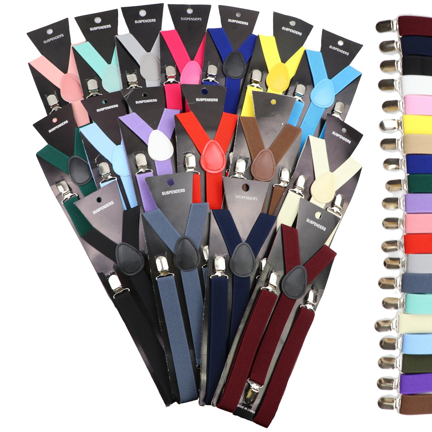 Solid Color Elastic Leather Suspenders Braces