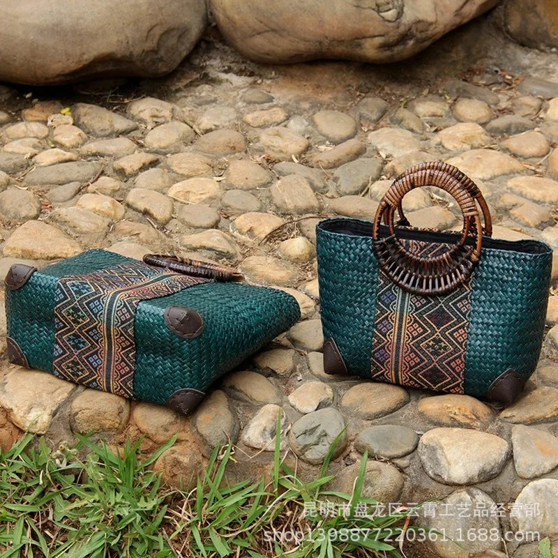 Thailand rattan straw woven bag