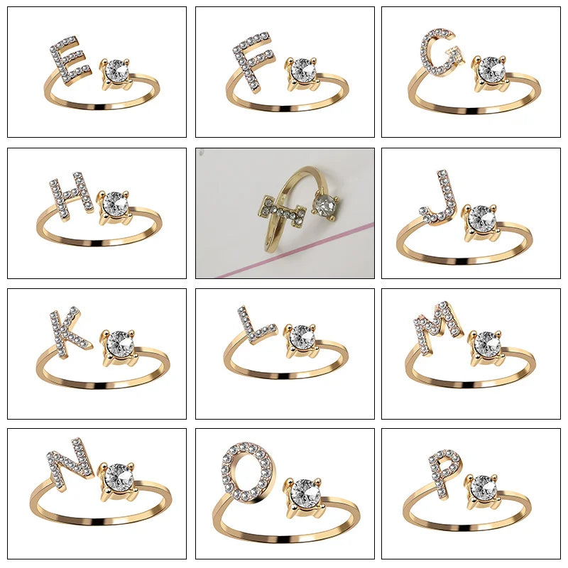 26 English Letter Open Finger Rings