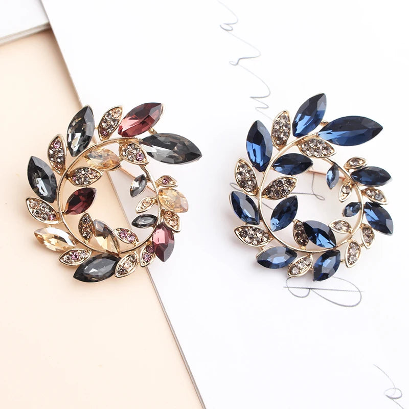 Rhinestone Crystal Olives Brooches