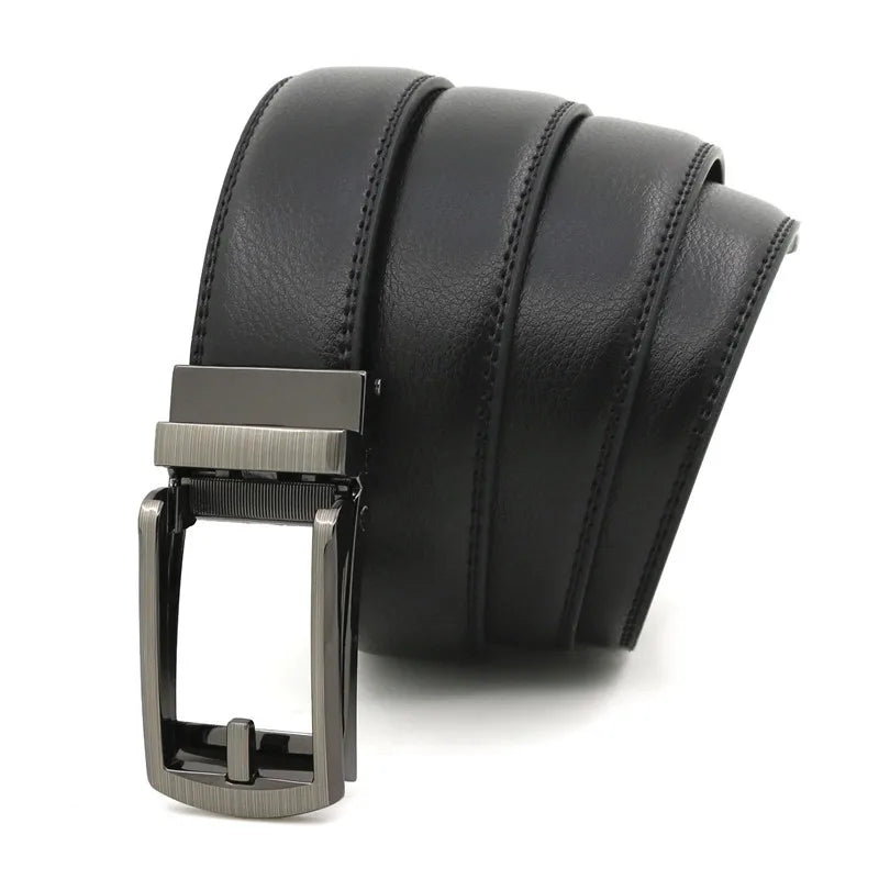 Genuine Leather Men's Belt Alloy Automatic Buckle Two-layer