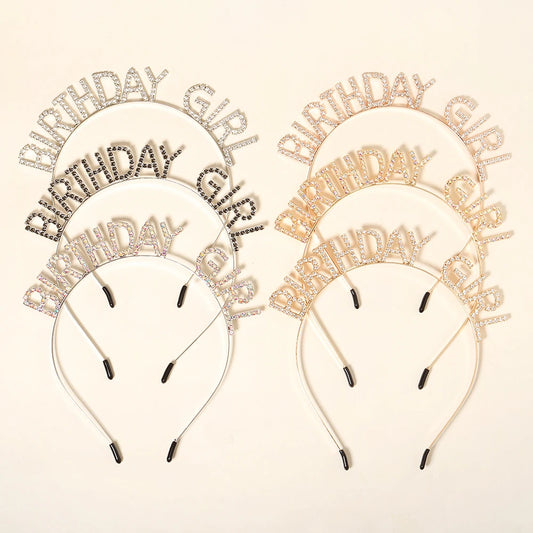 Shiny Rhinestone English Letters Happy Birthday Headband