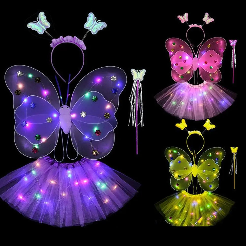 cute  Girls Costume Skirts Angel Luminous Wings