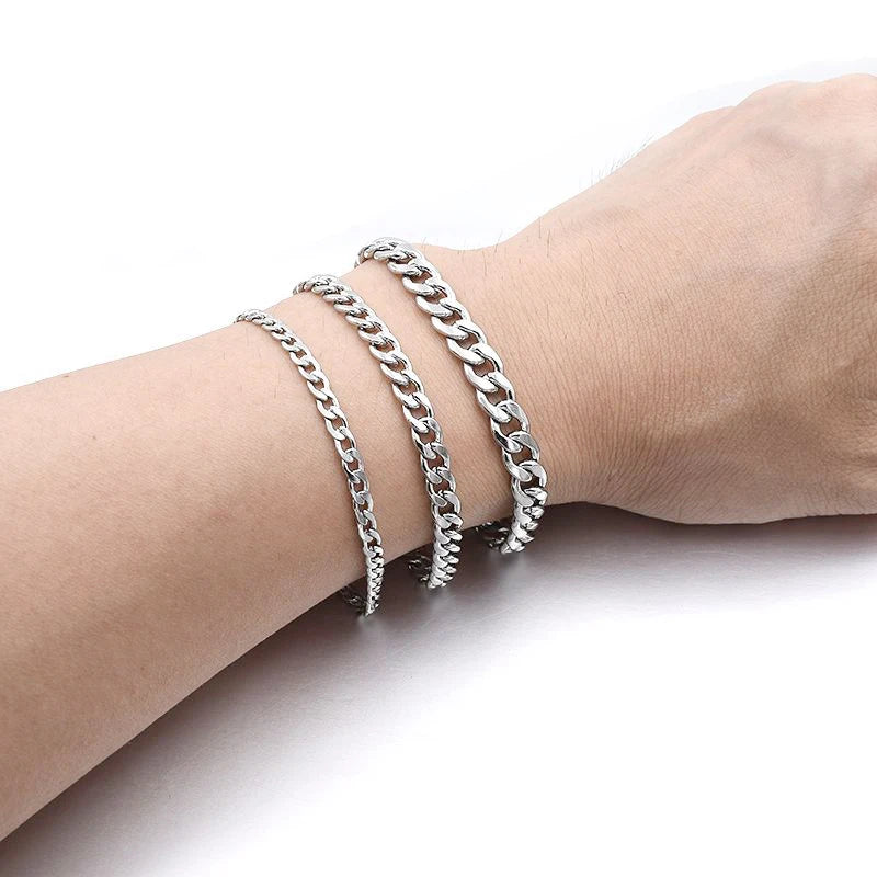 Fashion Stainless Steel Men Curb Cuban Chain Bracelet