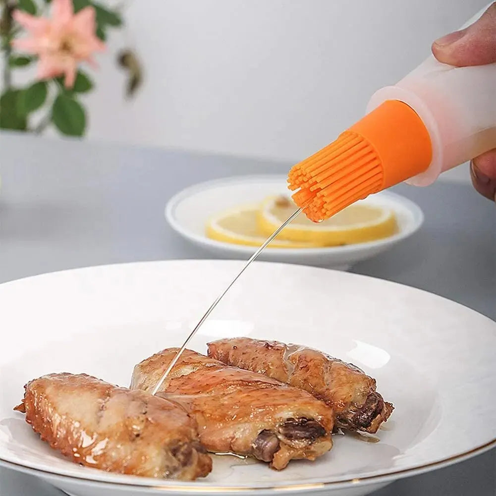 3pcs Silicone BBQ Oil Bottle Brush With Flat-Bottom Design