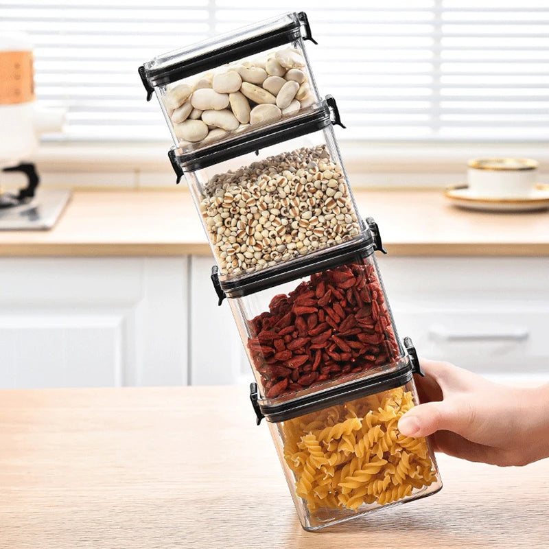 5Pcs Sealed Jars Kitchen Grain Storage Organizer