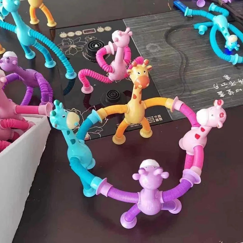 Pop Tubes Stress Relief Telescopic Giraffe Fidget Sensory Bellows Anti-stress Squeeze Toy