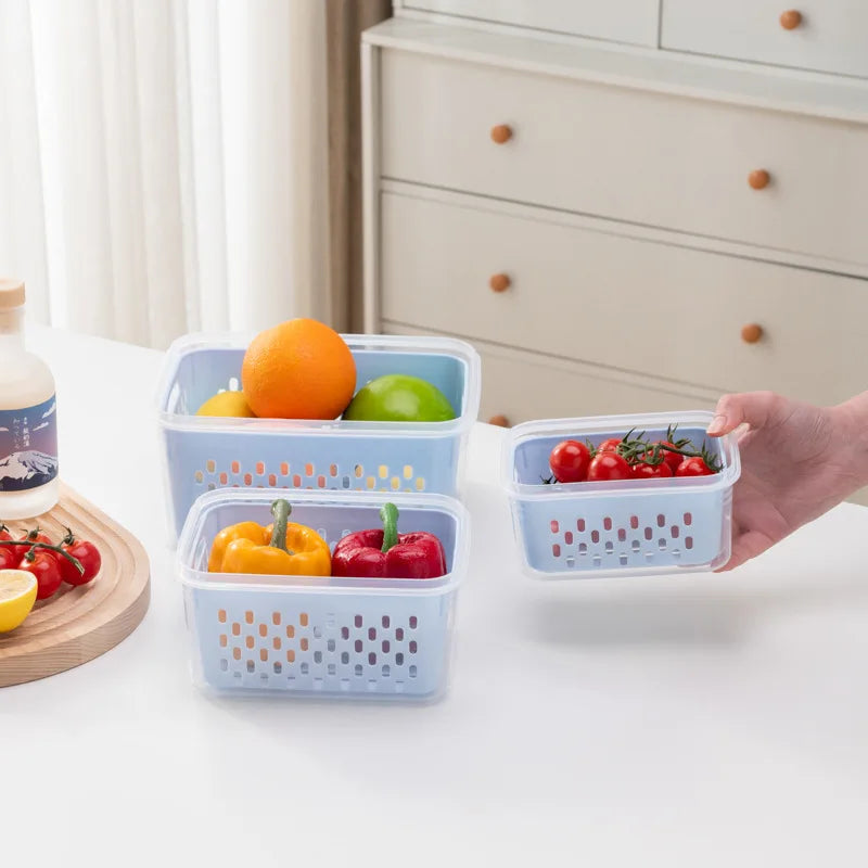 Refrigerator Preservation Storage Box Drain Basket Storage Containers