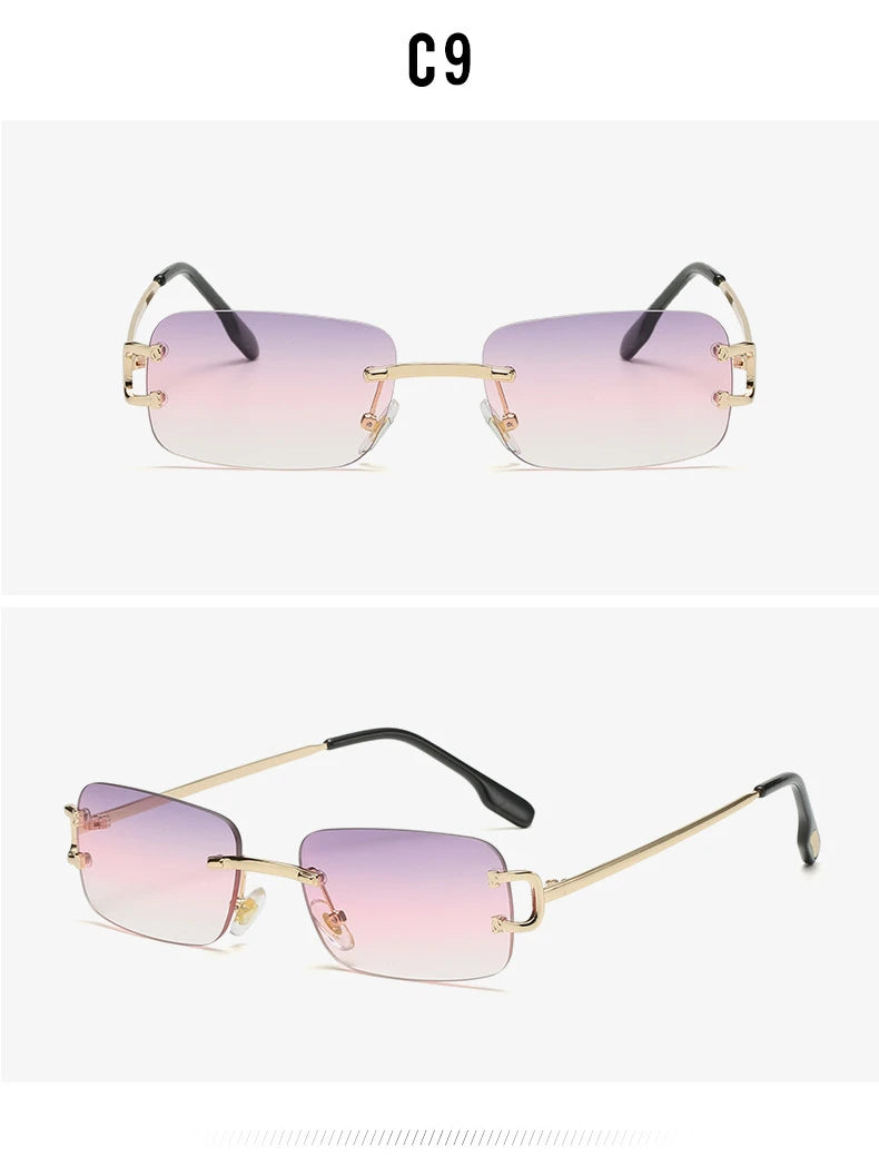 Gold Frame Rimless Sunglasses