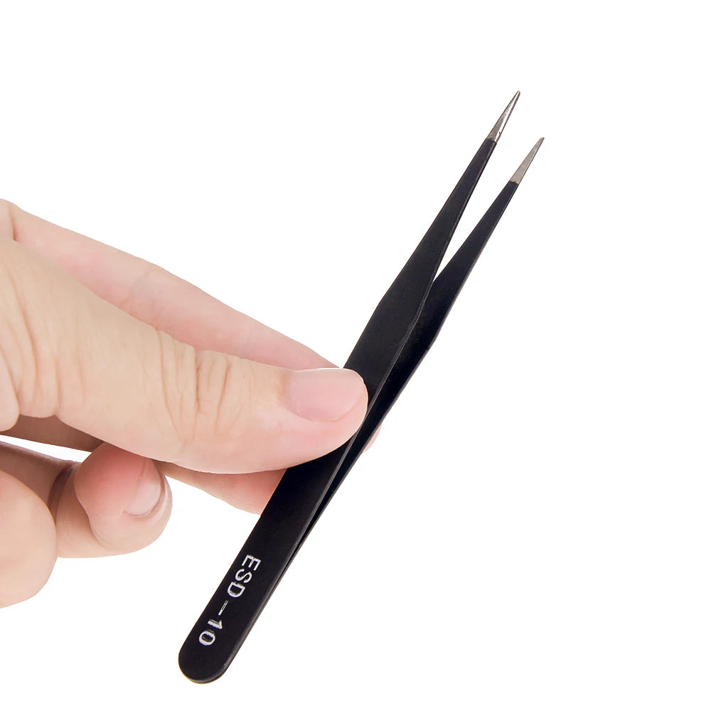 ESD Anti-Static Stainless Steel Tweezers Set Maintenance Repair Tool Kit