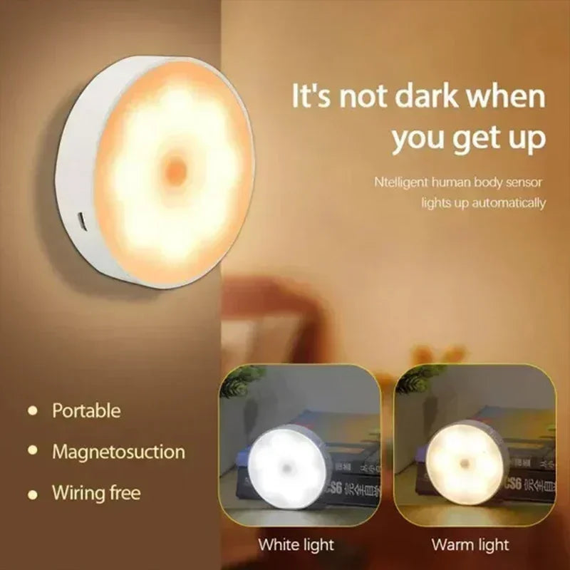 Motion Sensor LED Night Light USB Rechargeable Night Lamp