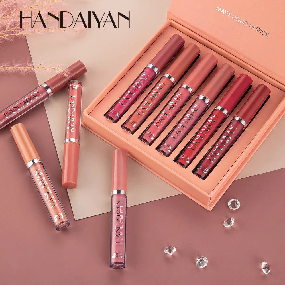 6-Piece Matte Waterproof Lip Gloss Set