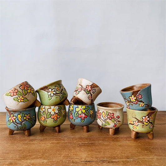 Korean Simple Fleshy Flower Pot Ceramic Hand-painted  Pot