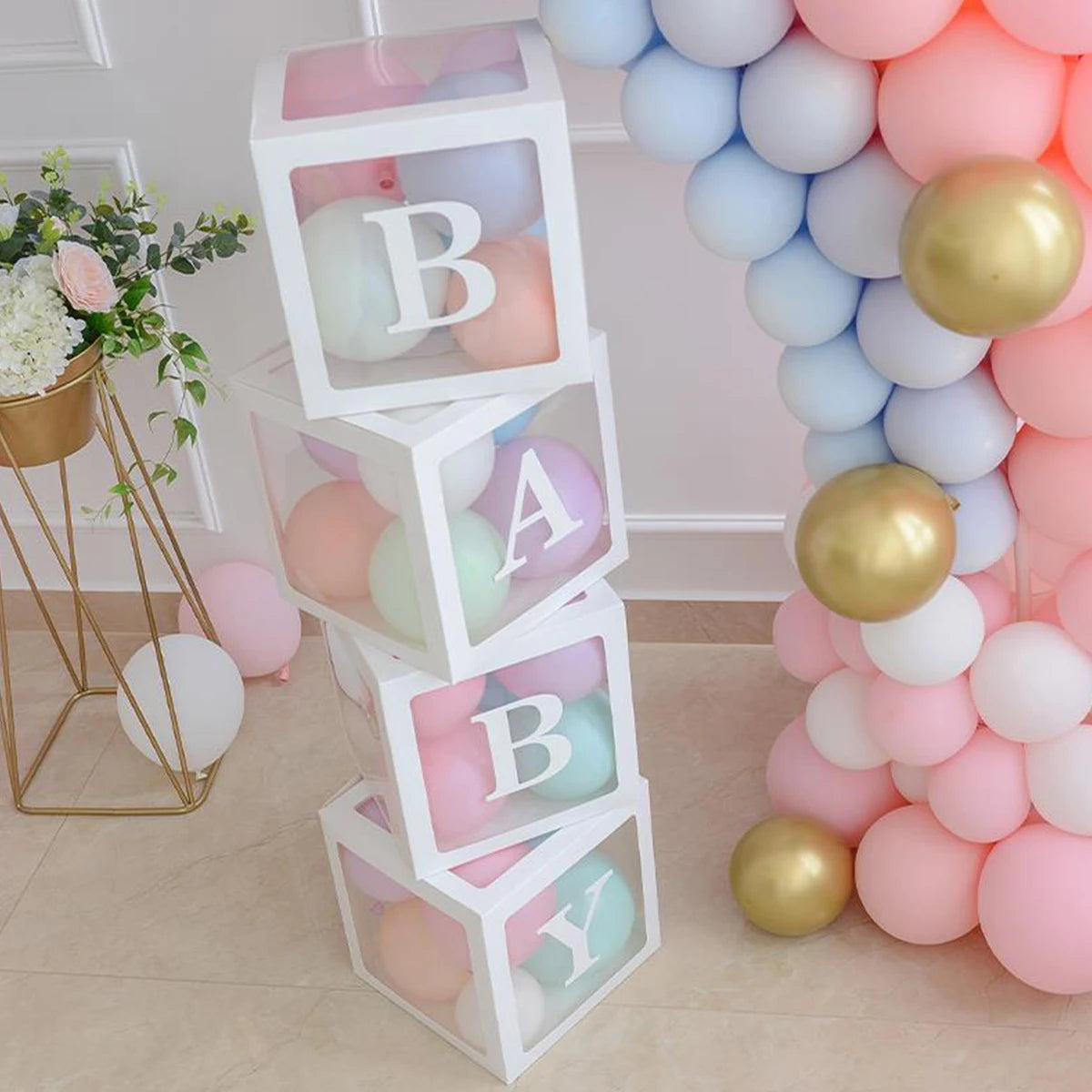 Baby Shower Decoration Balloon Box Boy Girl One Year