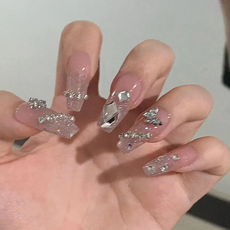 24pcs Wearable Pink Press On Fake Nails